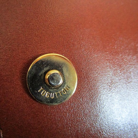 Brown leather wicker style handbag with long strap. Bruno Lorelli. 12x10" Used. - Picture 3 of 12